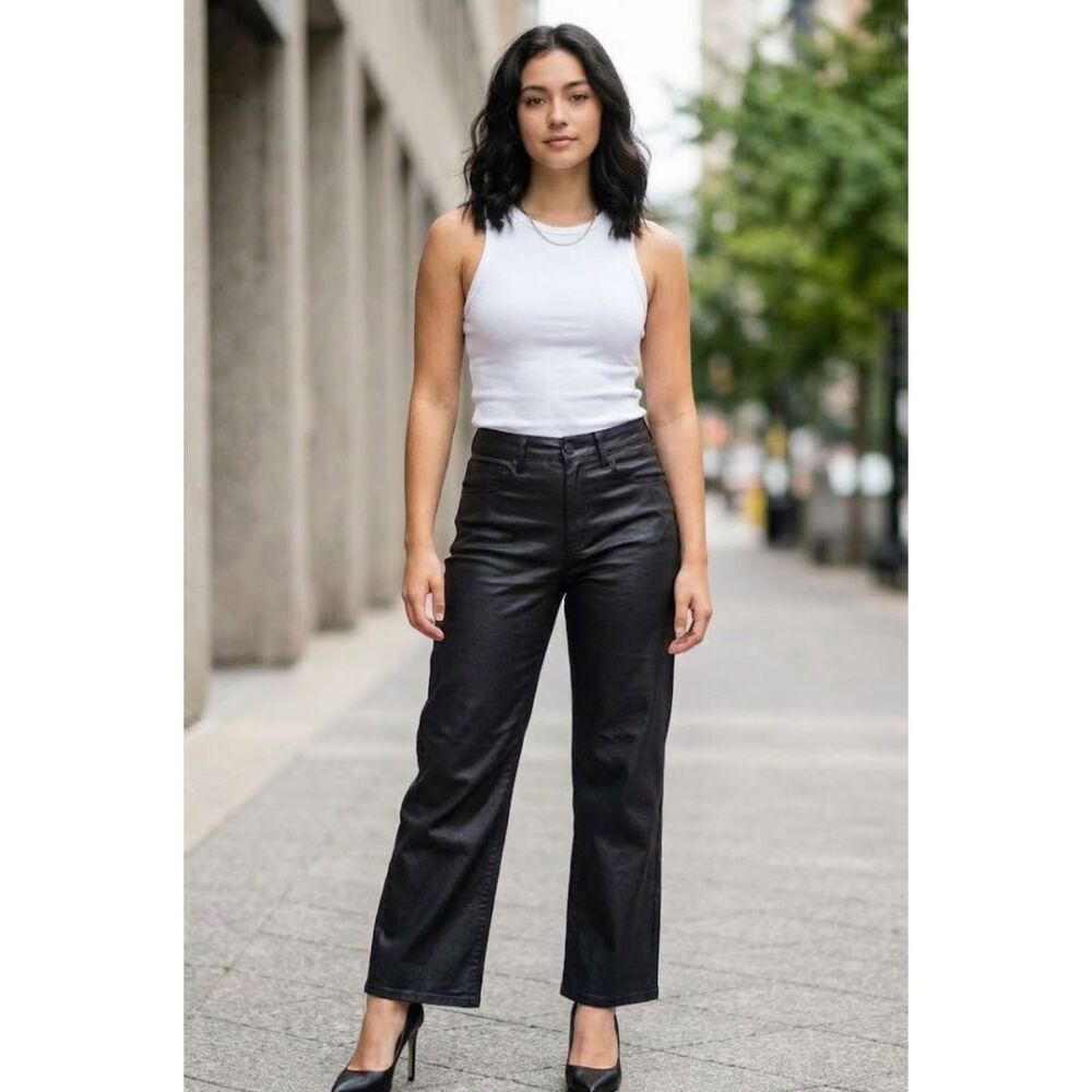 BLANK NYC The Baxter Ribcage Straight Coated Faux Leather Pants Women's Size 30